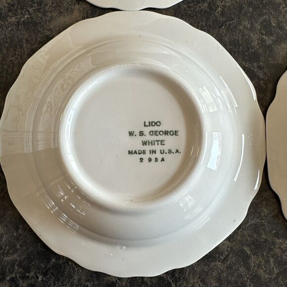 Set Of 4 W.S. George LIDO Berry Dessert Bowl USA 298A Pink Yellow Gold - Picture 9 of 10